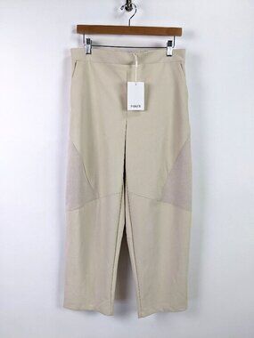 Parker Womens Ivory Vegan Faux Leather High Rise Barrel Leg Pant Relaxed Size M